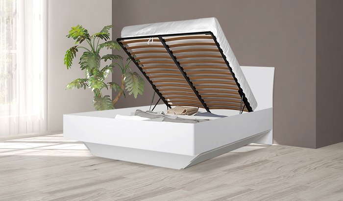 Кровать с подъемным механизмом Токио 180х200 белого цвета - лучшие Кровати для спальни в INMYROOM