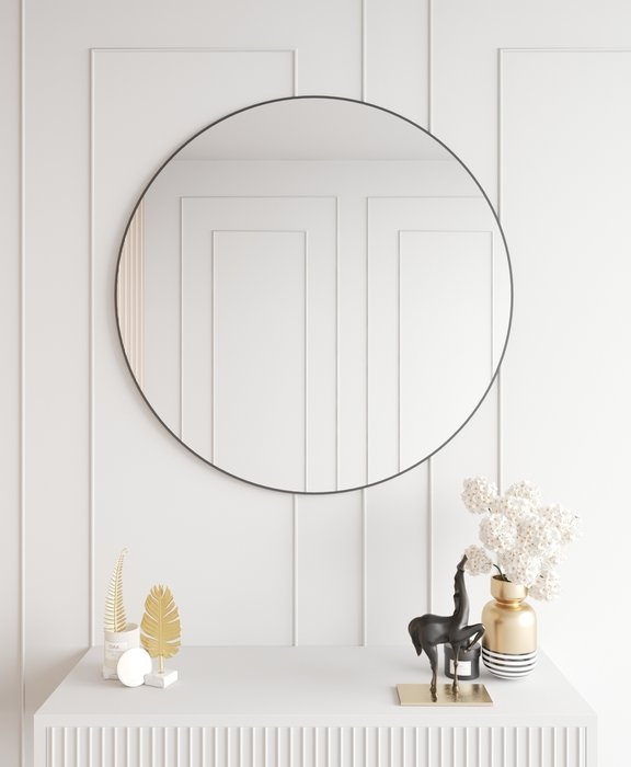 Дизайнерское настенное зеркало Lunar черного цвета - лучшие Настенные зеркала в INMYROOM
