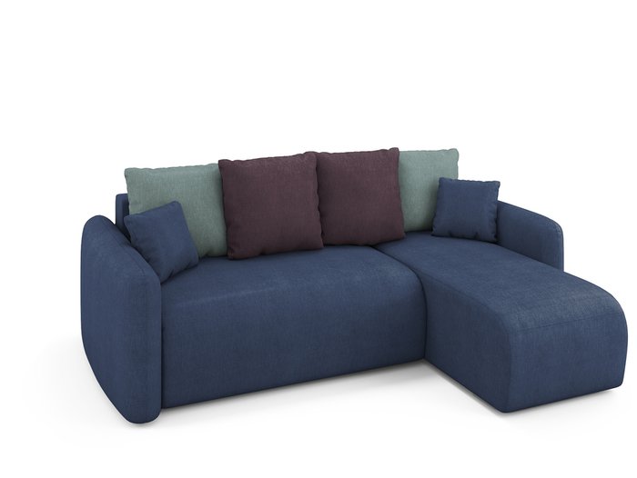 Угловой раскладной диван Arti правый синего цвета - лучшие Угловые диваны в INMYROOM