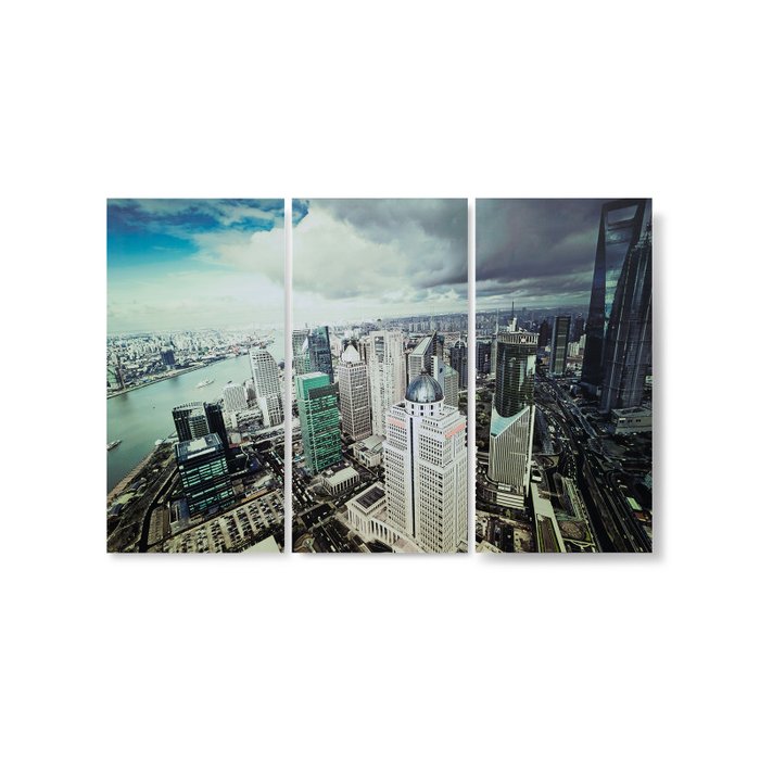 Картина Shanghai Yangtze из трех частей 40х80