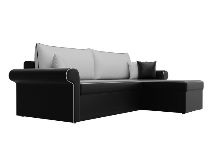 Угловой диван-кровать Милфорд бело-черного цвета (экокожа) правый угол - лучшие Угловые диваны в INMYROOM