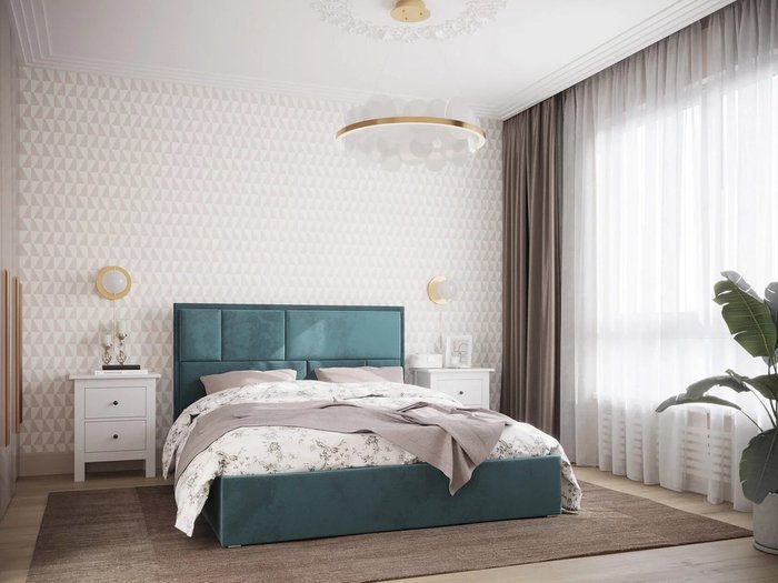 Кровать с подъемным механизмом Madison 160х200 бирюзового цвета - лучшие Кровати для спальни в INMYROOM