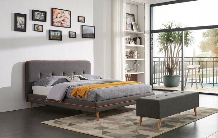 Кровать Madeira 180x200 серо-коричневого цвета - купить Кровати для спальни по цене 44296.0