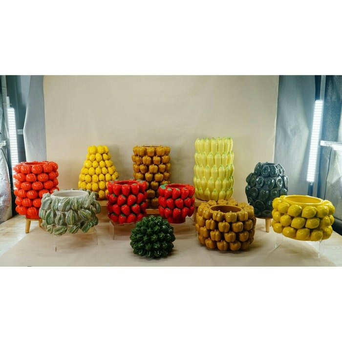 Кувшин Жёлтый Керамика Тропический 25 x 25 x 38 cm - купить Вазы  по цене 8728.0