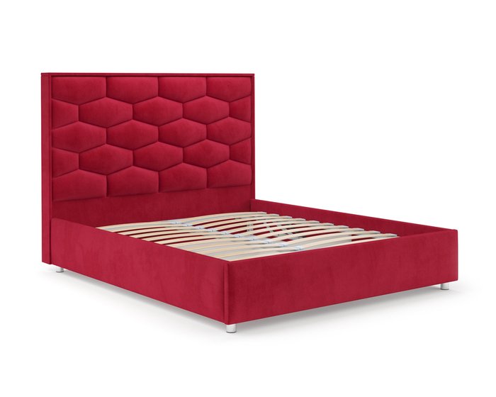 Кровать Рица 140х190 красного цвета с подъемным механизмом (микровелюр) - лучшие Кровати для спальни в INMYROOM