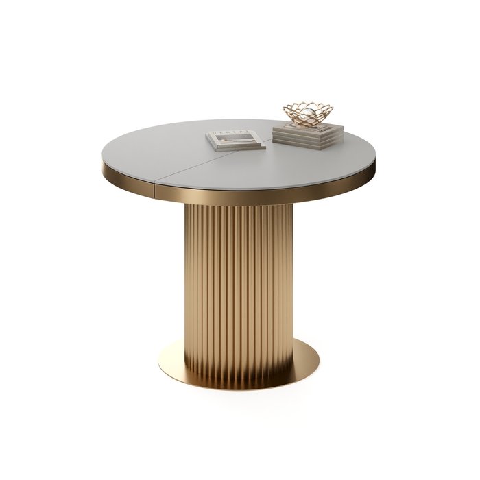Раздвижной обеденный стол Меб L серо-золотого цвета - лучшие Обеденные столы в INMYROOM