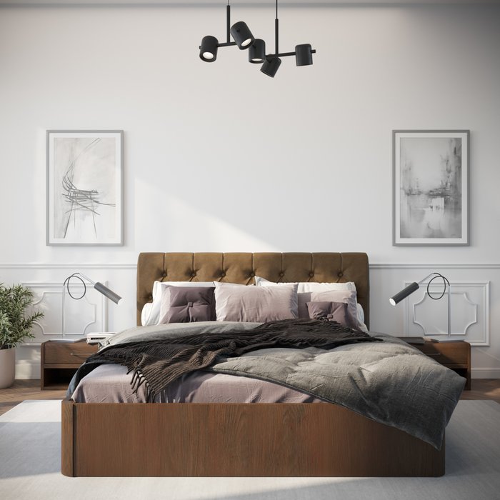 Кровать Сиена 140х200 коричневого цвета и подъемным механизмом - купить Кровати для спальни по цене 40289.0