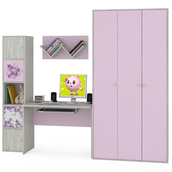 Комплект мебели для школьника Тетрис  Весна лавандового цвета