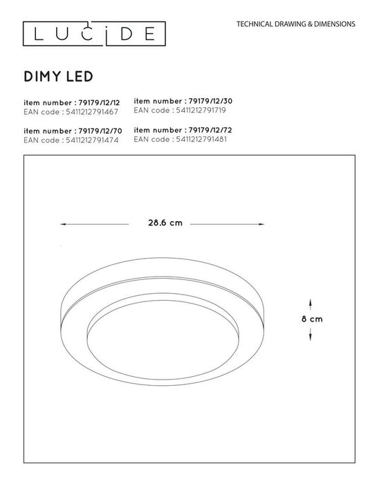 Потолочный светильник DIMY 79179/12/30 (пластик, цвет опал) - лучшие Потолочные светильники в INMYROOM