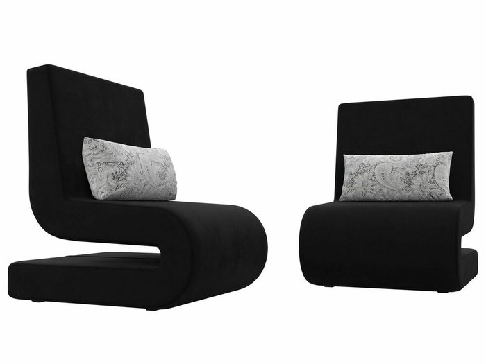 Набор из двух кресел Волна черного цвета - купить Комплекты мягкой мебели по цене 33999.0