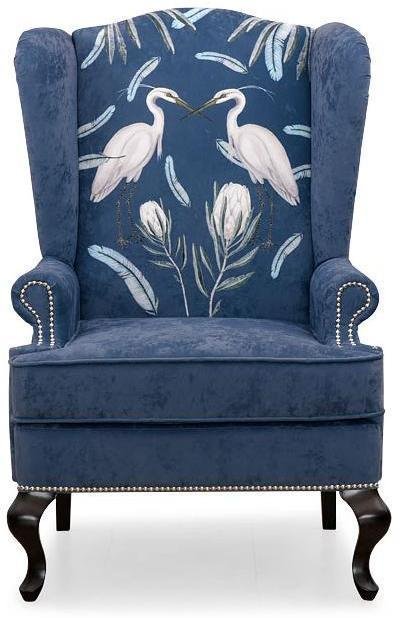 Кресло английское Биг Бен с ушками дизайн 4 темно-синего цвета - купить Интерьерные кресла по цене 41000.0