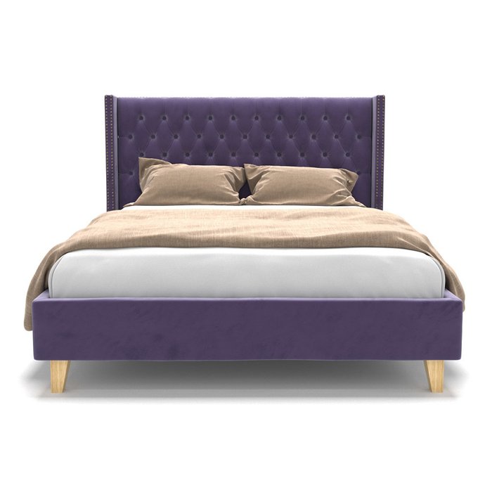  Кровать Stella на ножках фиолетового цвета 200х200 - купить Кровати для спальни по цене 91400.0