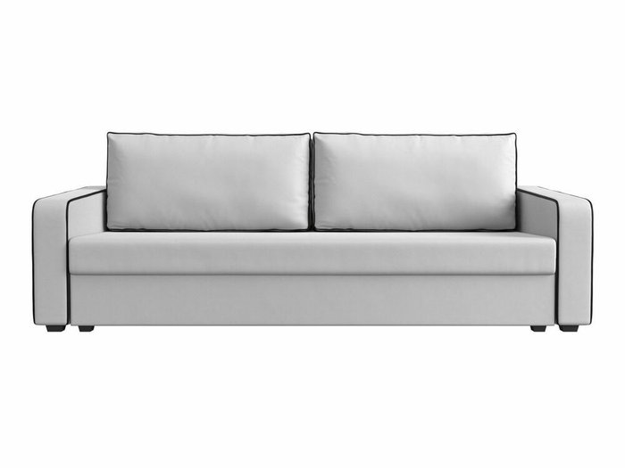 Диван-кровать Лига 009 белого цвета с черным кантом (экокожа) - купить Прямые диваны по цене 26999.0