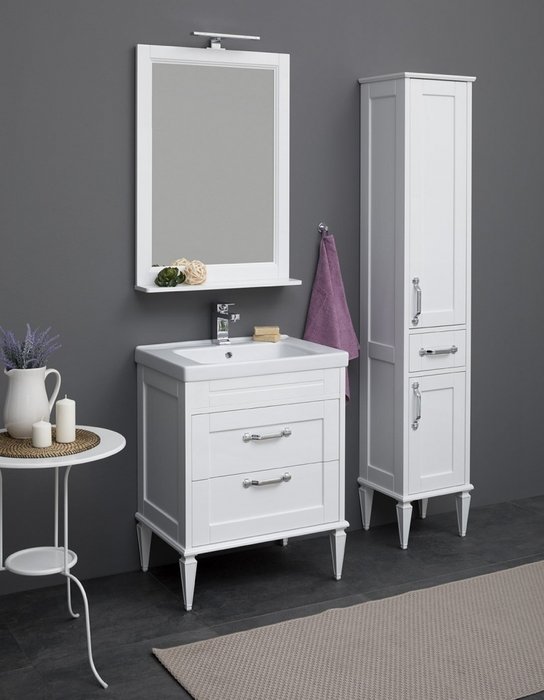 Шкаф-пенал Денвер белого цвета - купить Пеналы для ванной комнаты по цене 30886.0