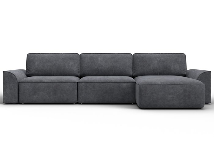 Угловой диван-кровать Лига-048 лонг в обивке из велюра темно-серого цвета - купить Угловые диваны по цене 128990