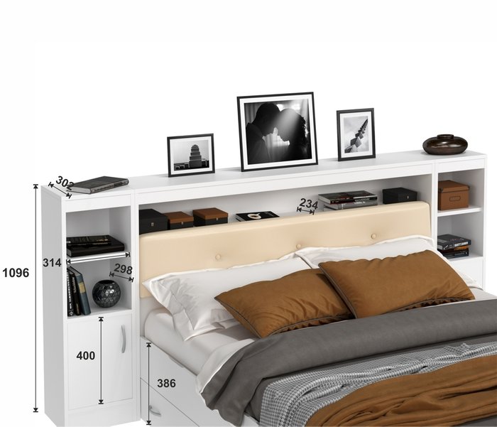 Кровать Виктория Эко 180х200 белого цвета с ящиками - лучшие Кровати для спальни в INMYROOM
