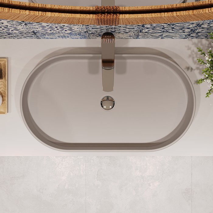 Раковина накладная Aqueduto Espiral овальная серого цвета 60х39 - купить Раковины для ванной комнаты по цене 14500.0