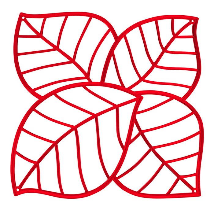 Набор из четырех декоративных элементов Leaf красного цвета