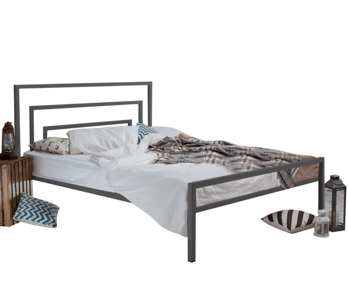 Кровать Атланта 120х200 серого цвета - купить Кровати для спальни по цене 21990.0