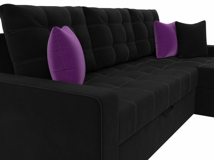 Угловой диван-кровать Ливерпуль черного цвета правый угол - лучшие Угловые диваны в INMYROOM