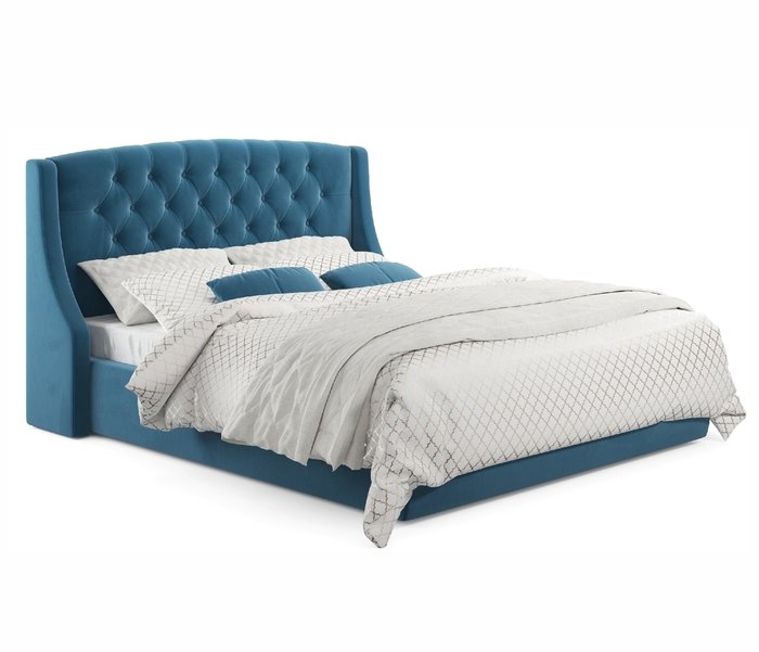 Кровать Stefani 160х200 с подъемным механизмом и матрасом синего цвета
