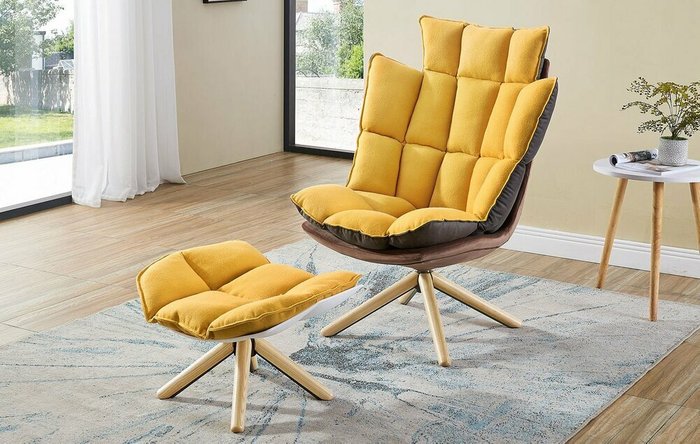 Кресло Husk желтого цвета - купить Интерьерные кресла по цене 50998.0