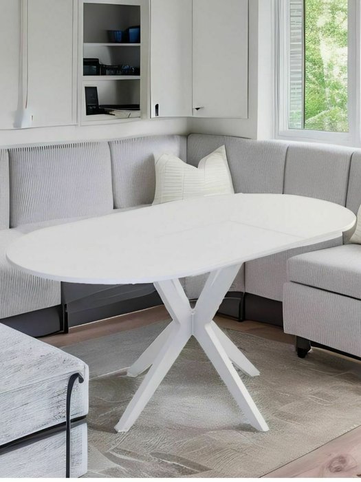 Раздвижной обеденный стол Астерия белого цвета - лучшие Обеденные столы в INMYROOM