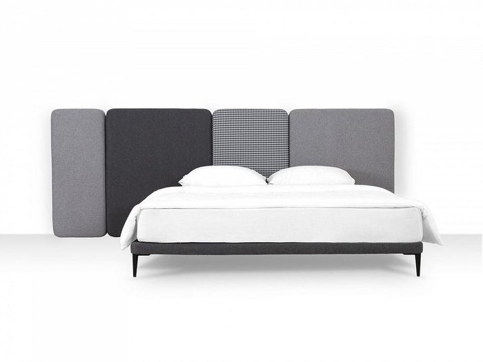 Кровать Licata 160х200 композиция 3 серого цвета - купить Кровати для спальни по цене 73170.0