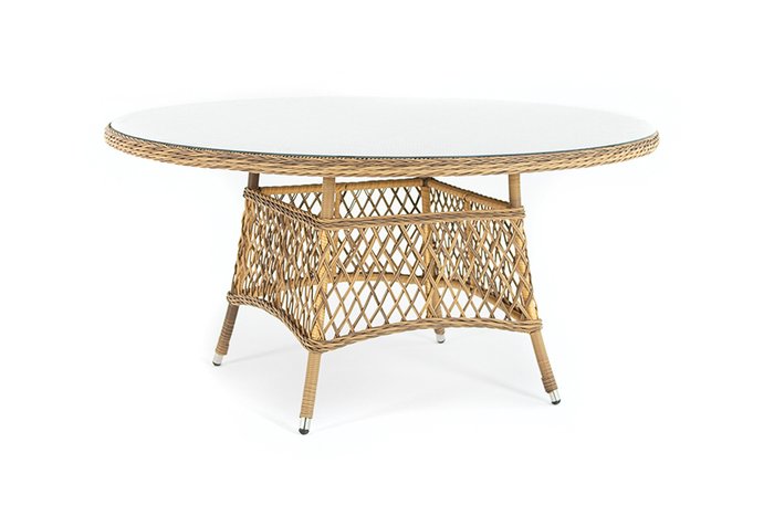 Плетенный стол Эспрессо D150 соломенного цвета - купить Садовые столы по цене 56100.0