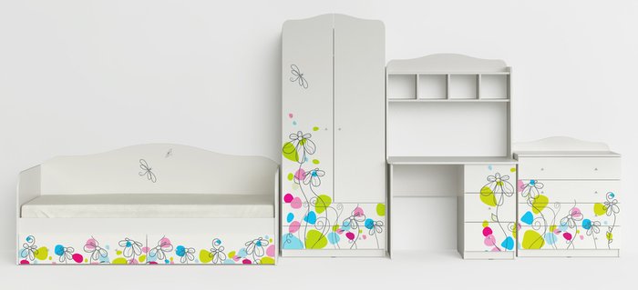 Кровать Цветы 80х190 белого цвета - купить Одноярусные кроватки по цене 16389.0