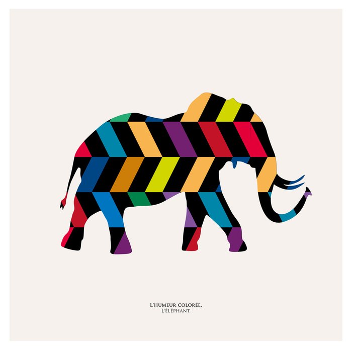 Картина "Семицветное настроение, слон" 