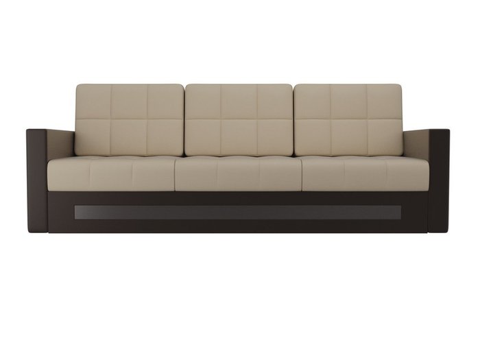 Прямой диван-кровать Белла бежево-коричневого цвета (экокожа) - купить Прямые диваны по цене 28290.0