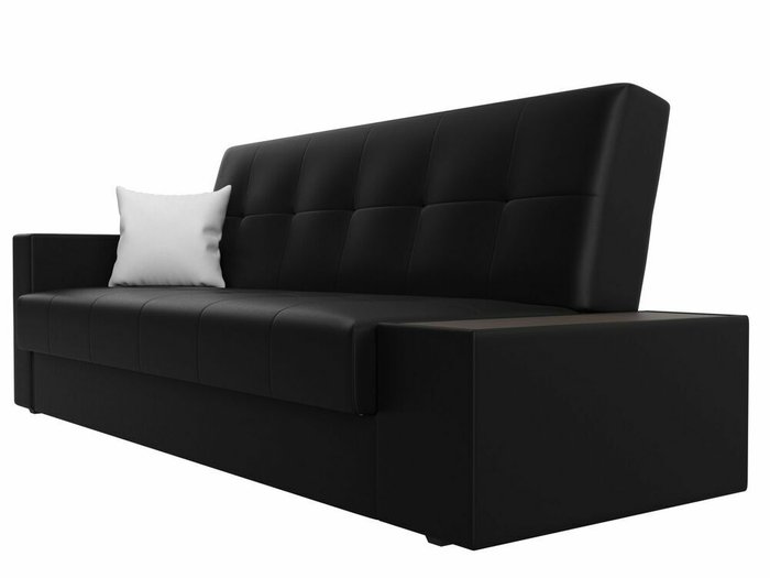 Диван-кровать Лига 020 черного цвета со столиком справа (экокожа) - лучшие Прямые диваны в INMYROOM