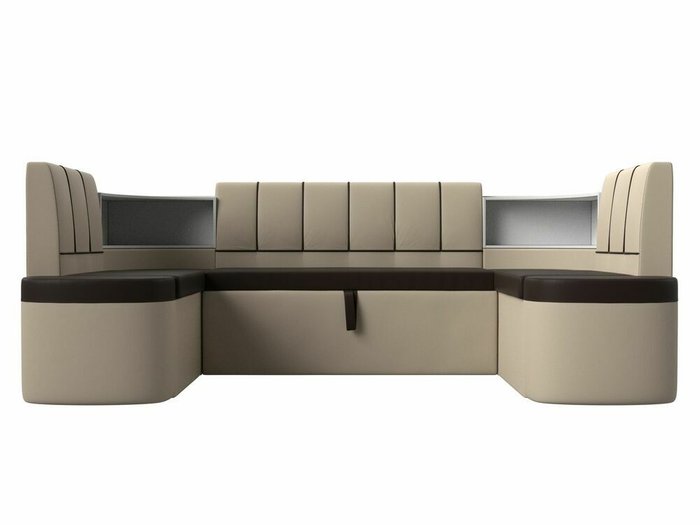 Угловой диван-кровать Тефида бежево-коричневого цвета (экокожа) - купить Угловые диваны по цене 43990.0