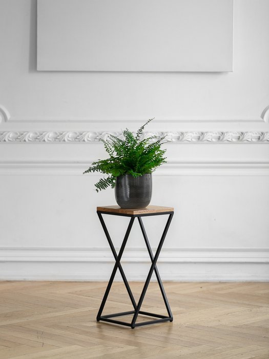Столик для цветов Loft 60 черно-коричневого цвета - купить Подставки для цветов по цене 4930.0
