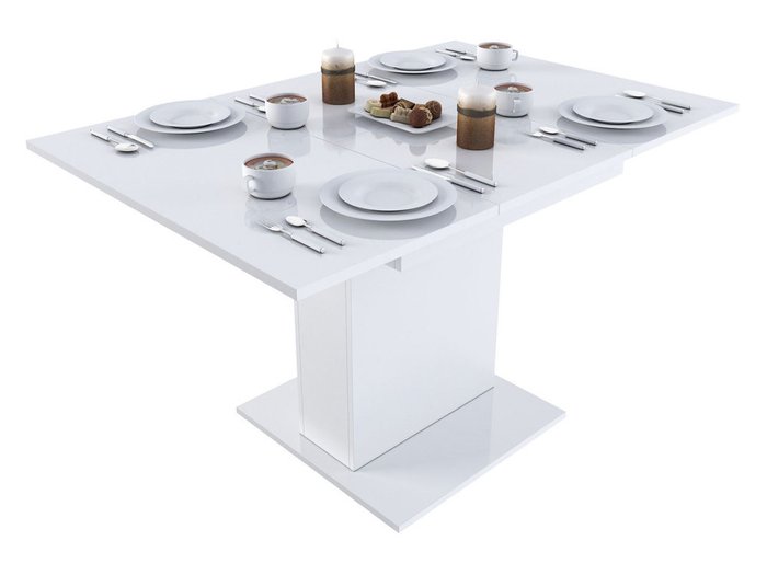 Раздвижной обеденный стол Turin-4 белого цвета - купить Обеденные столы по цене 17600.0