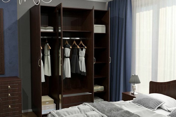 Композиция для спальни Монблан M темно-коричневого цвета - лучшие Спальные гарнитуры в INMYROOM