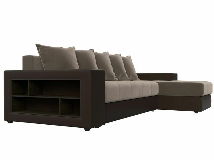 Угловой диван-кровать Дубай коричневого цвета (ткань/экокожа)  правый угол - лучшие Угловые диваны в INMYROOM