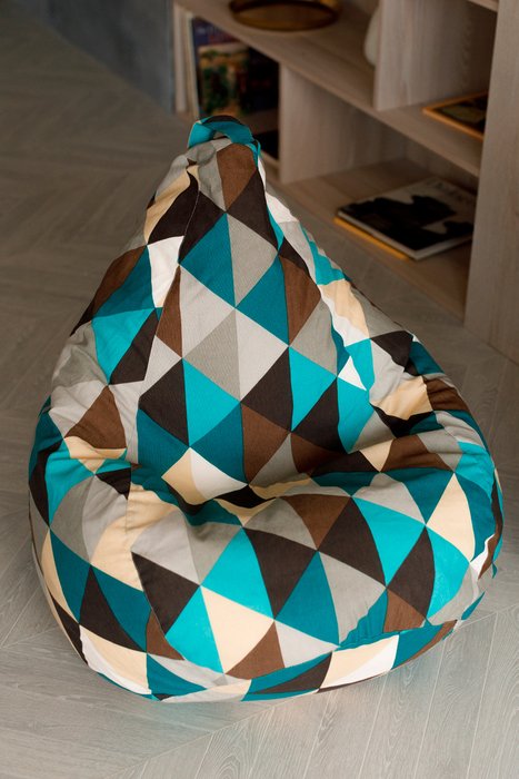 Кресло-мешок Изумруд L бирюзово-бежевого цвета - купить Бескаркасная мебель по цене 3298.0