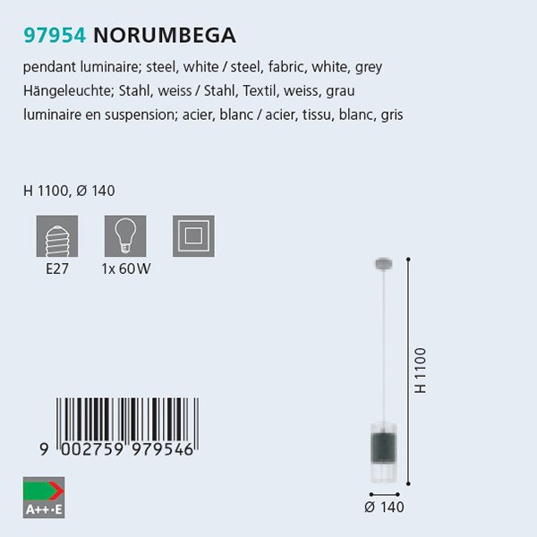 Подвесной светильник Norumbega серо-белого цвета - лучшие Подвесные светильники в INMYROOM