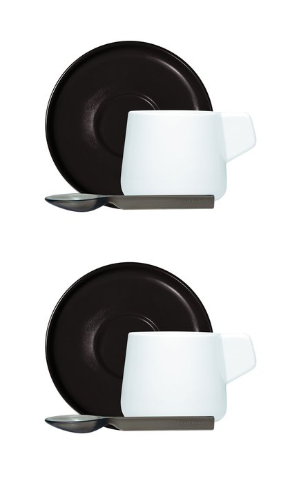 Кофейный набор viceversa «iachetti», 2 чашки + 2 молочника + 2 ложки, черный