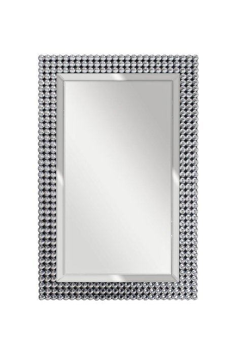 Настенное зеркало прямоугольное в раме из кристаллов 