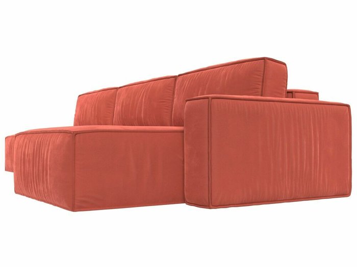 Угловой диван-кровать Прага модерн лонг кораллового цвета правый угол - лучшие Угловые диваны в INMYROOM
