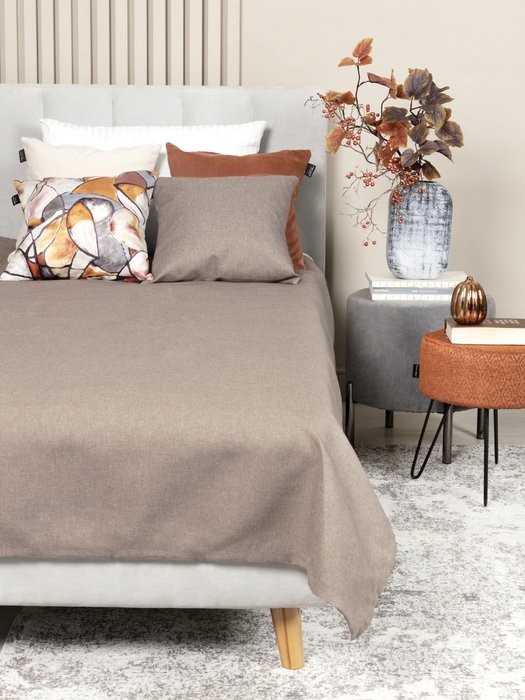Покрывало Uno Savana 135x210 бежево-серого цвета - лучшие Покрывала в INMYROOM