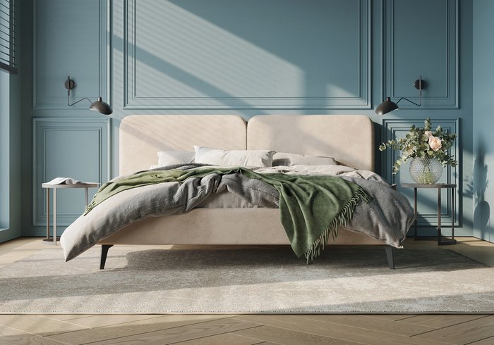 Кровать Brooklyn 160х200 бежевого цвета - купить Кровати для спальни по цене 43000.0
