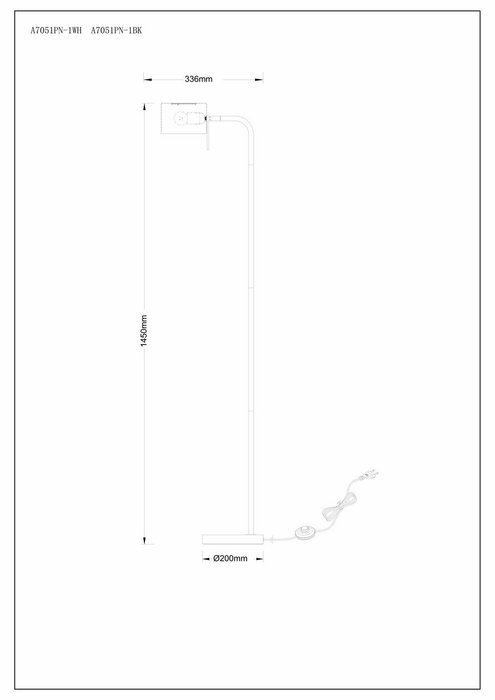 Торшер Arte Lamp SEBASTIAN A7051PN-1WH - лучшие Торшеры в INMYROOM