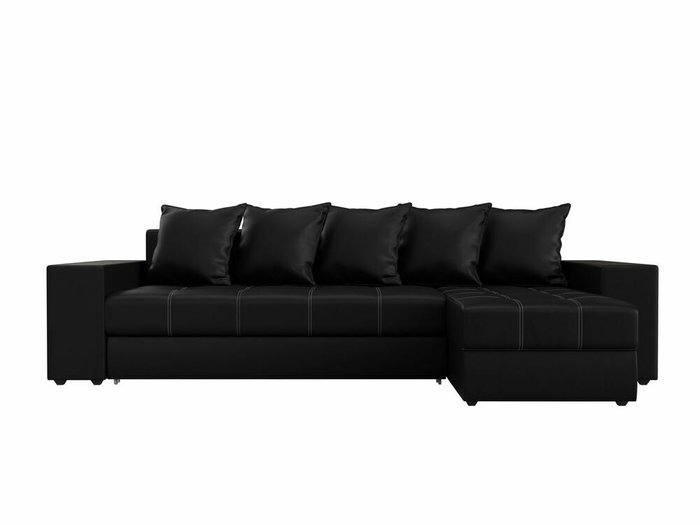 Угловой диван-кровать Дубай черного цвета (экокожа) правый угол - купить Угловые диваны по цене 54999.0