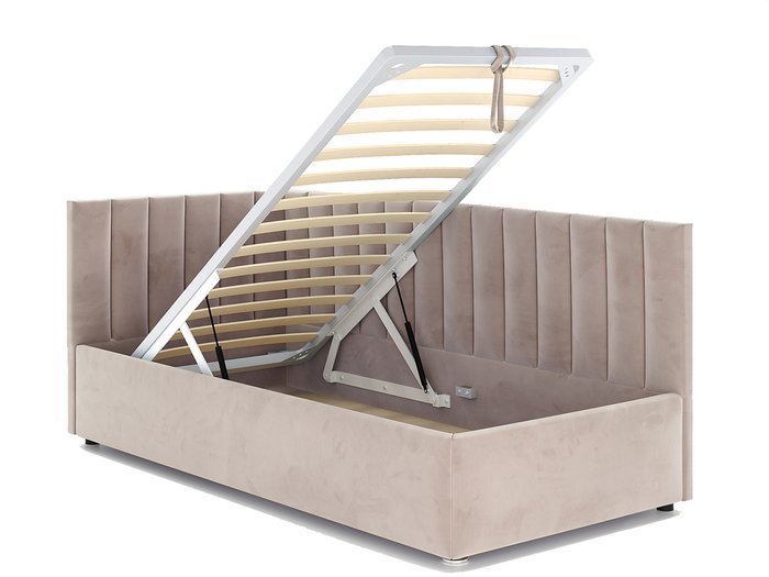 Кровать Negga Mellisa 90х200 темно-бежевого цвета с подъемным механизмом левая - лучшие Кровати для спальни в INMYROOM