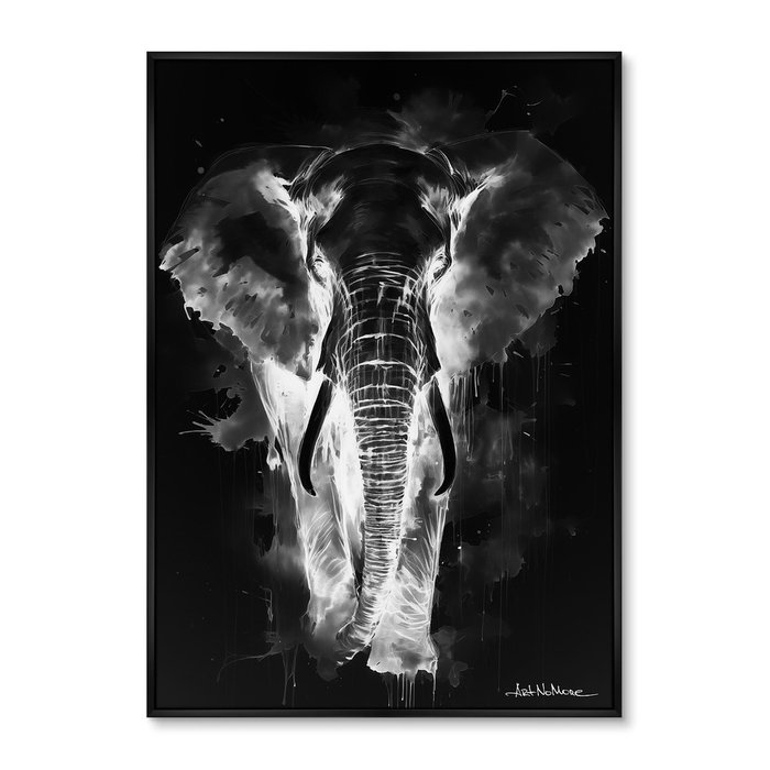 Набор из 2-х репродукций картин на холсте Walking elephants, in the dark, 2024г. - лучшие Картины в INMYROOM
