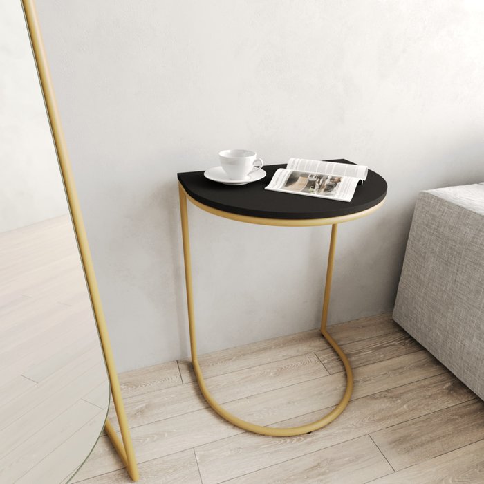 Приставной столик Evekis чёрно-золотого цвета - лучшие Кофейные столики в INMYROOM